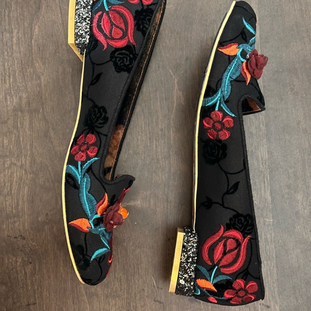 Irregular‎ Choice Casa Blanka Black Floral Embroidered Flats Women UK 38 US 7.5 - Picture 8 of 14